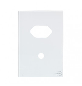 Placa p/ 1 Tomada + 1 Furo 4x2 - Novara Glass Branco
